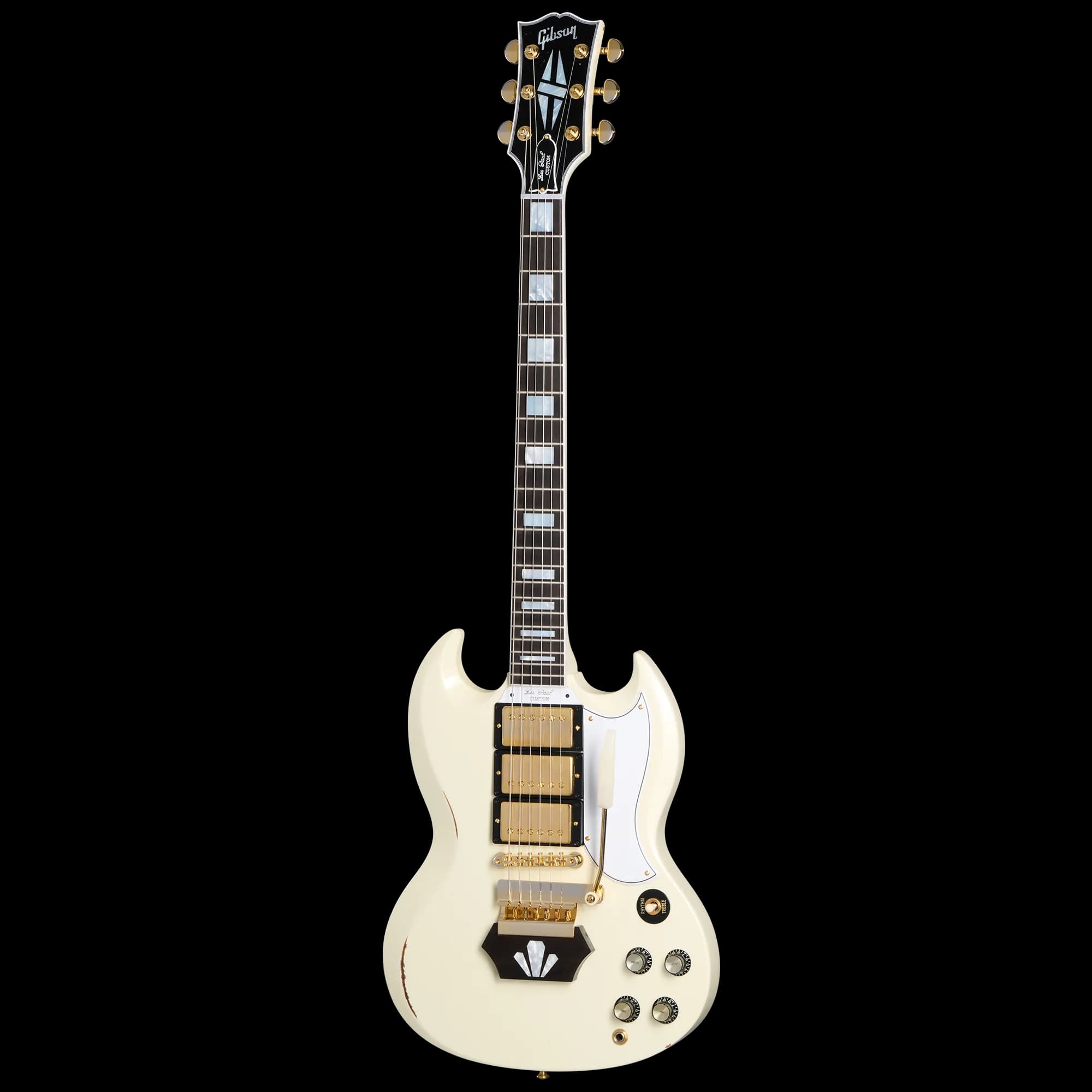 Gibson 1962 Les Paul SG Custom Reissue with Ebony Block, Light Aged, Vintage White, Exclusive — photo 3