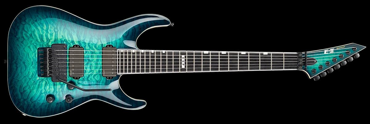 ESP E-II Horizon FR-7 Black Turquoise Burst