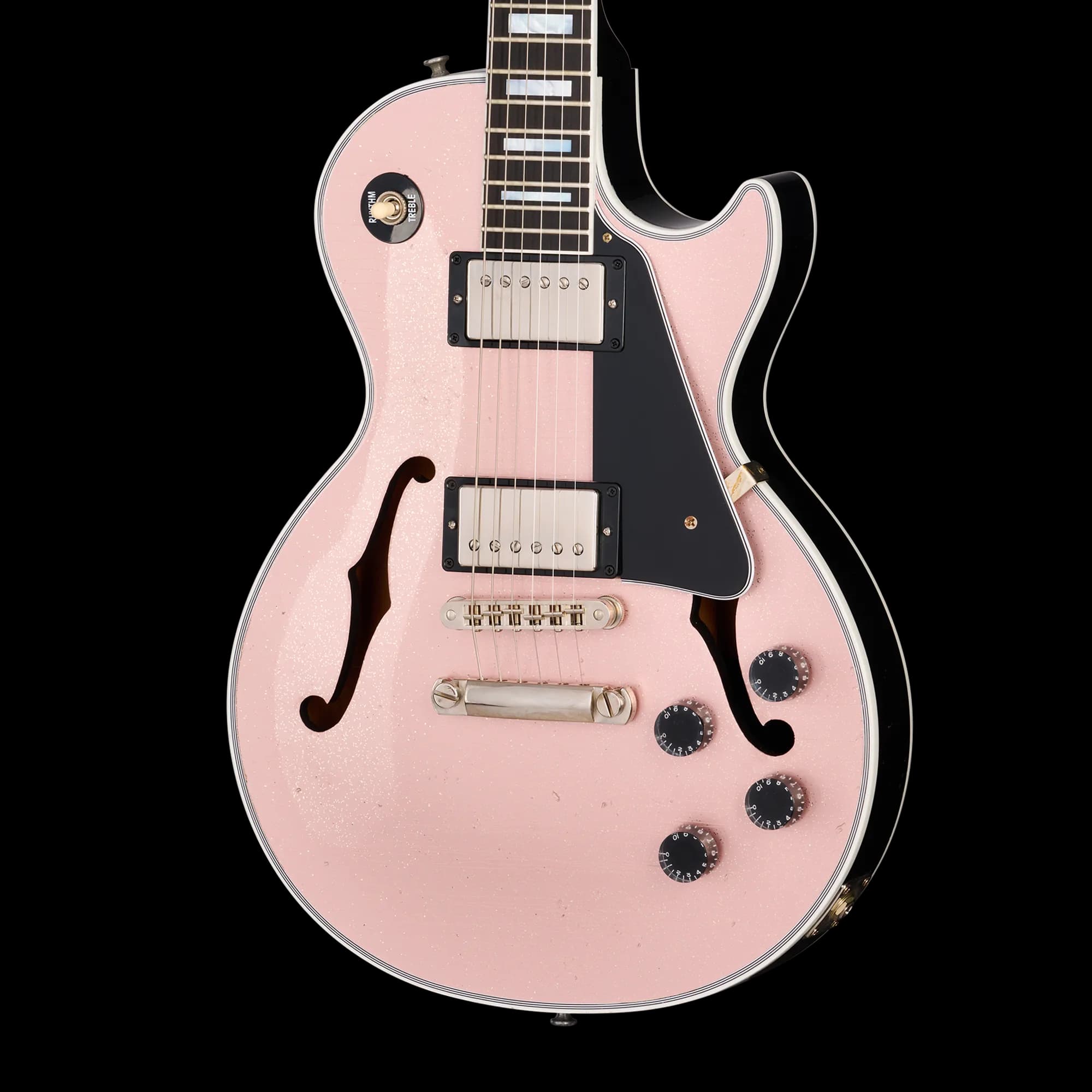 Gibson Les Paul Custom with F-Holes, Light Aged, Champagne Sparkle