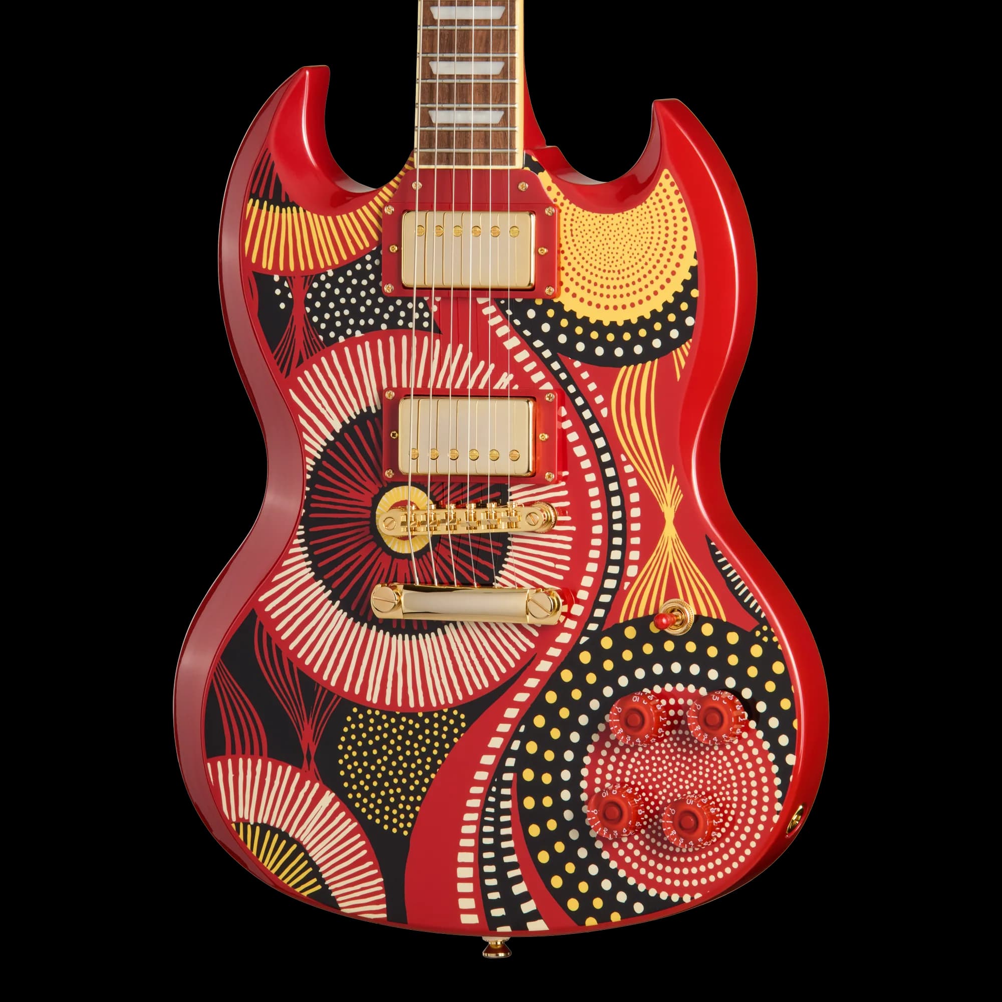 Epiphone Fatoumata Diawara SG, Ember Red with Malian Graphic