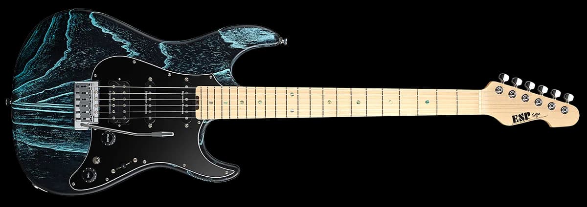ESP Snapper Ctm Drift Wood Black w/ Blue Filler