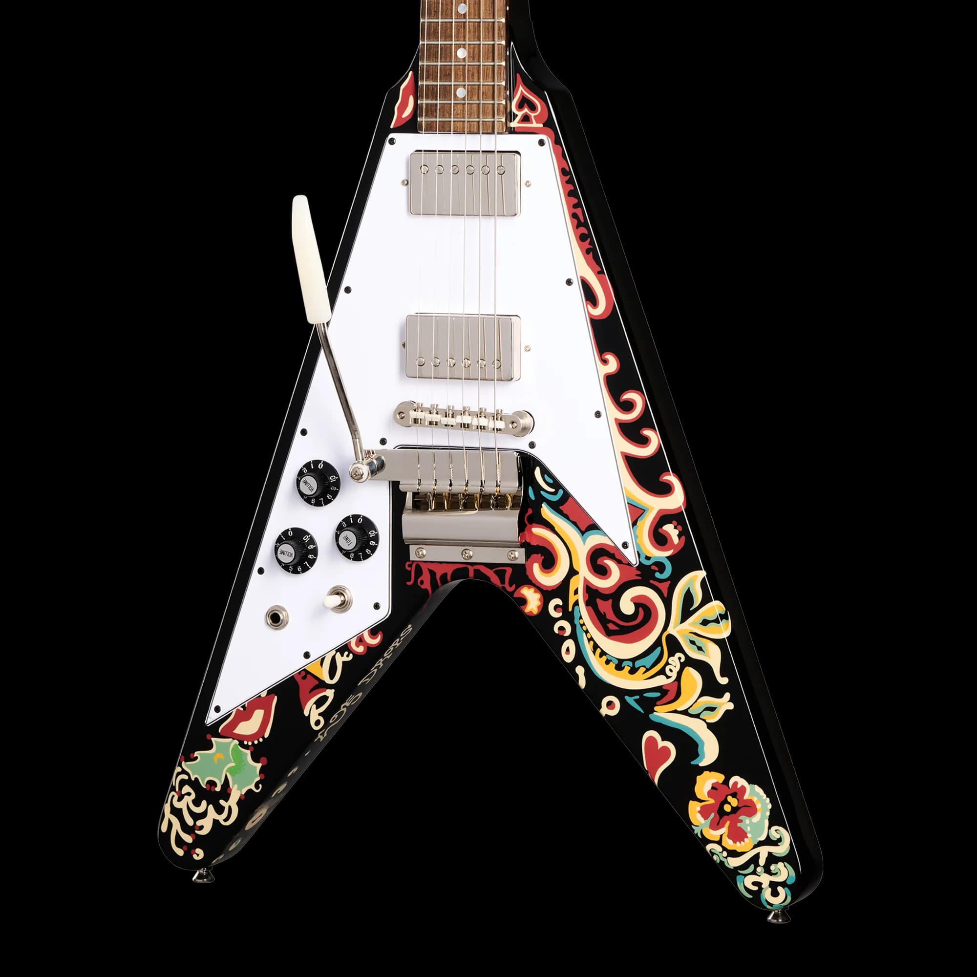 Epiphone Inspired by Gibson Custom Jimi Hendrix™ "Love Drops" Flying V, Left-Handed, Ebony
