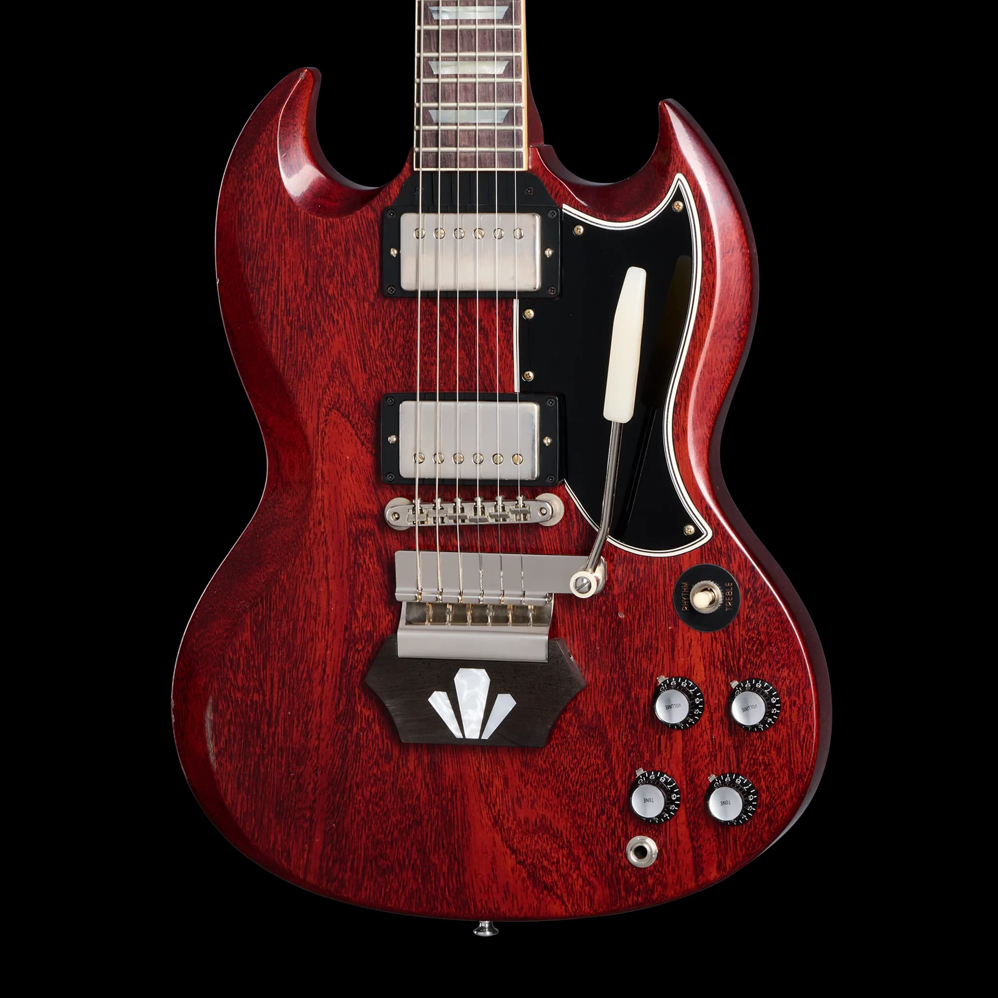 Gibson 1962 Les Paul SG Standard with Ebony Block, Light Aged, Cherry, Exclusive