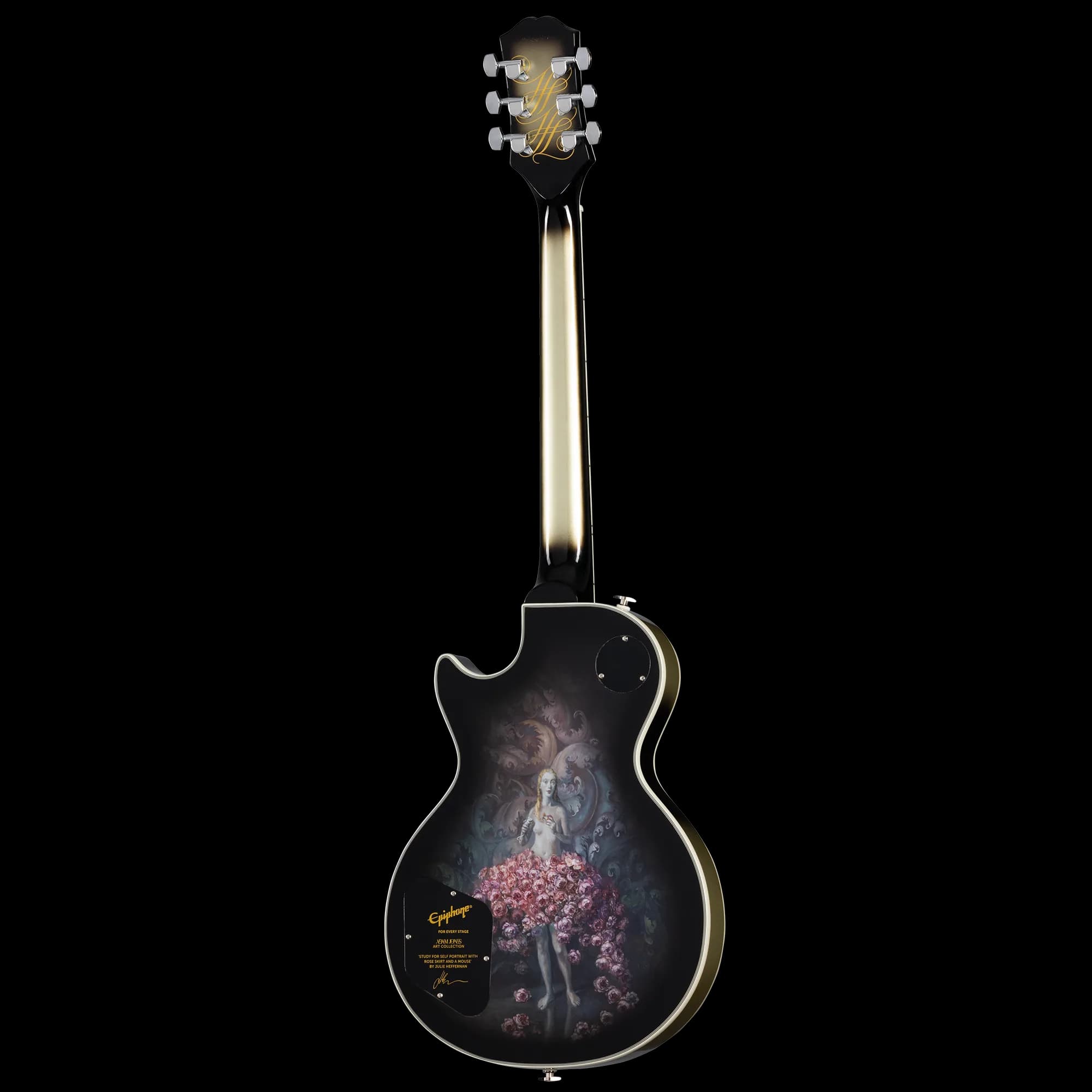 Epiphone Adam Jones Les Paul Custom Art Collection: Julie Heffernan's “Study For Self-Portrait with Rose Skirt and a Mouse", Antique Silverburst — photo 3