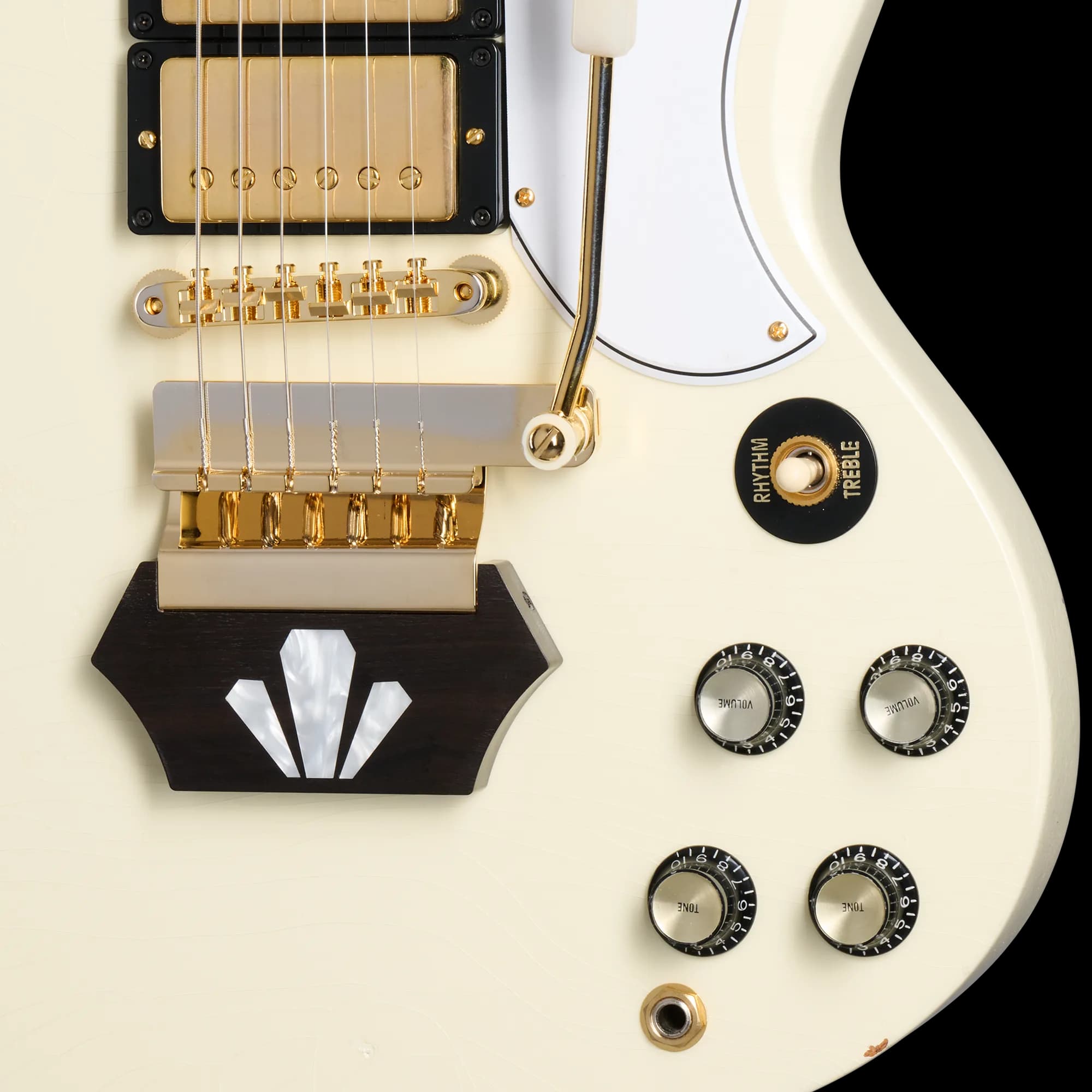 Gibson 1962 Les Paul SG Custom Reissue with Ebony Block, Light Aged, Vintage White, Exclusive — photo 8