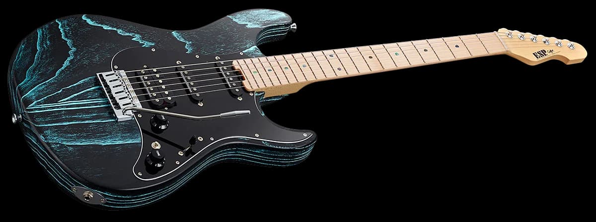 ESP Snapper Ctm Drift Wood Black w/ Blue Filler — photo 3