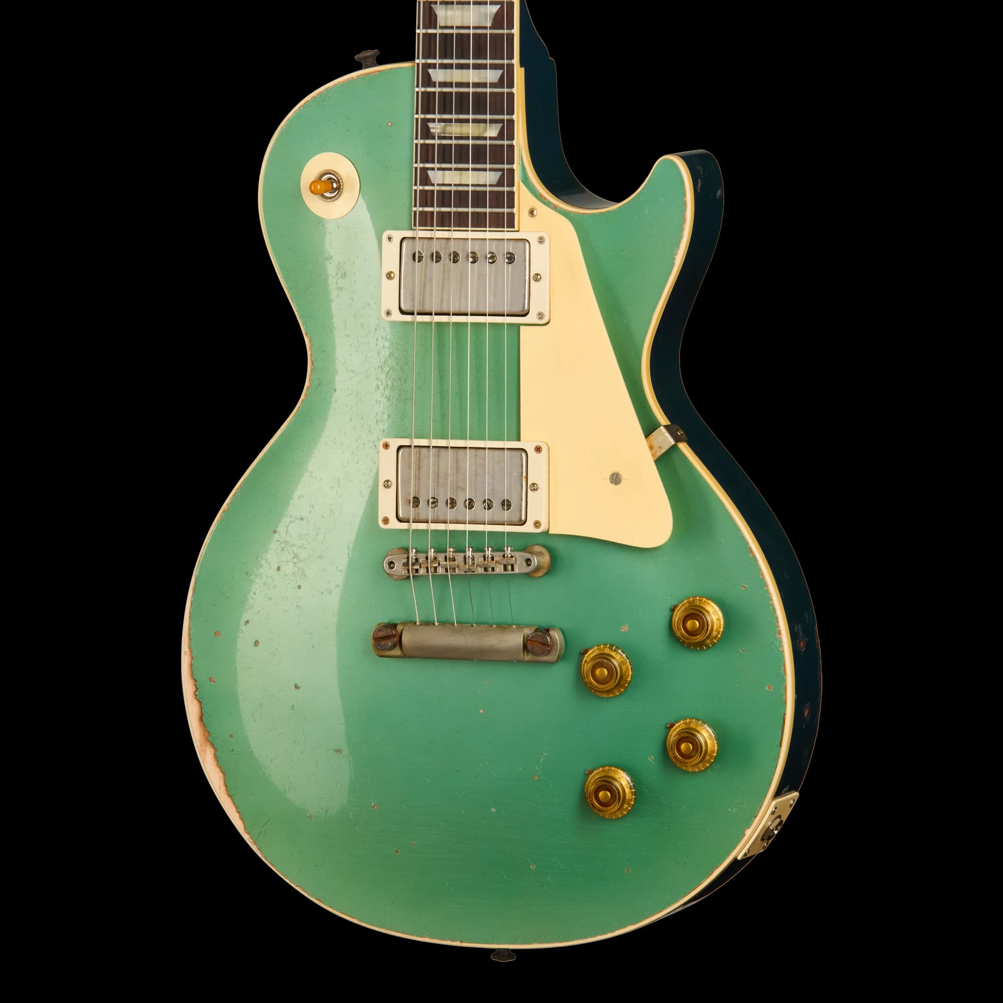 Gibson 1957 Les Paul Standard Reissue, Ultra Heavy Aged, Inverness Green and Pelham Blue Over Goldtop