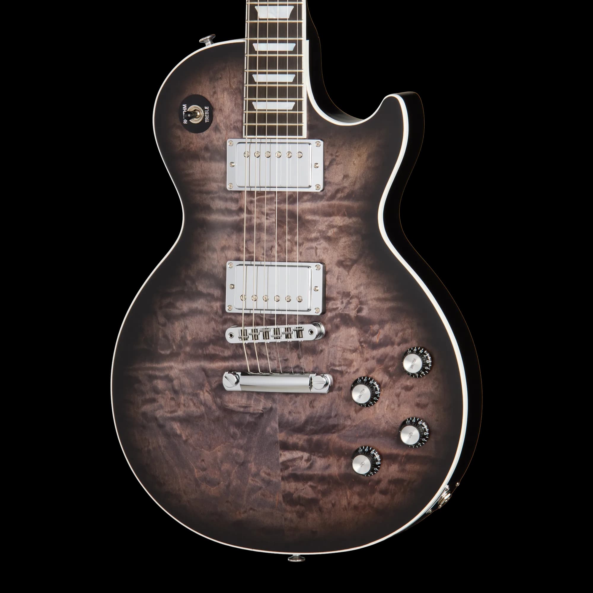Gibson Mark Morton Les Paul Modern Quilt, Translucent Ebony Burst Satin