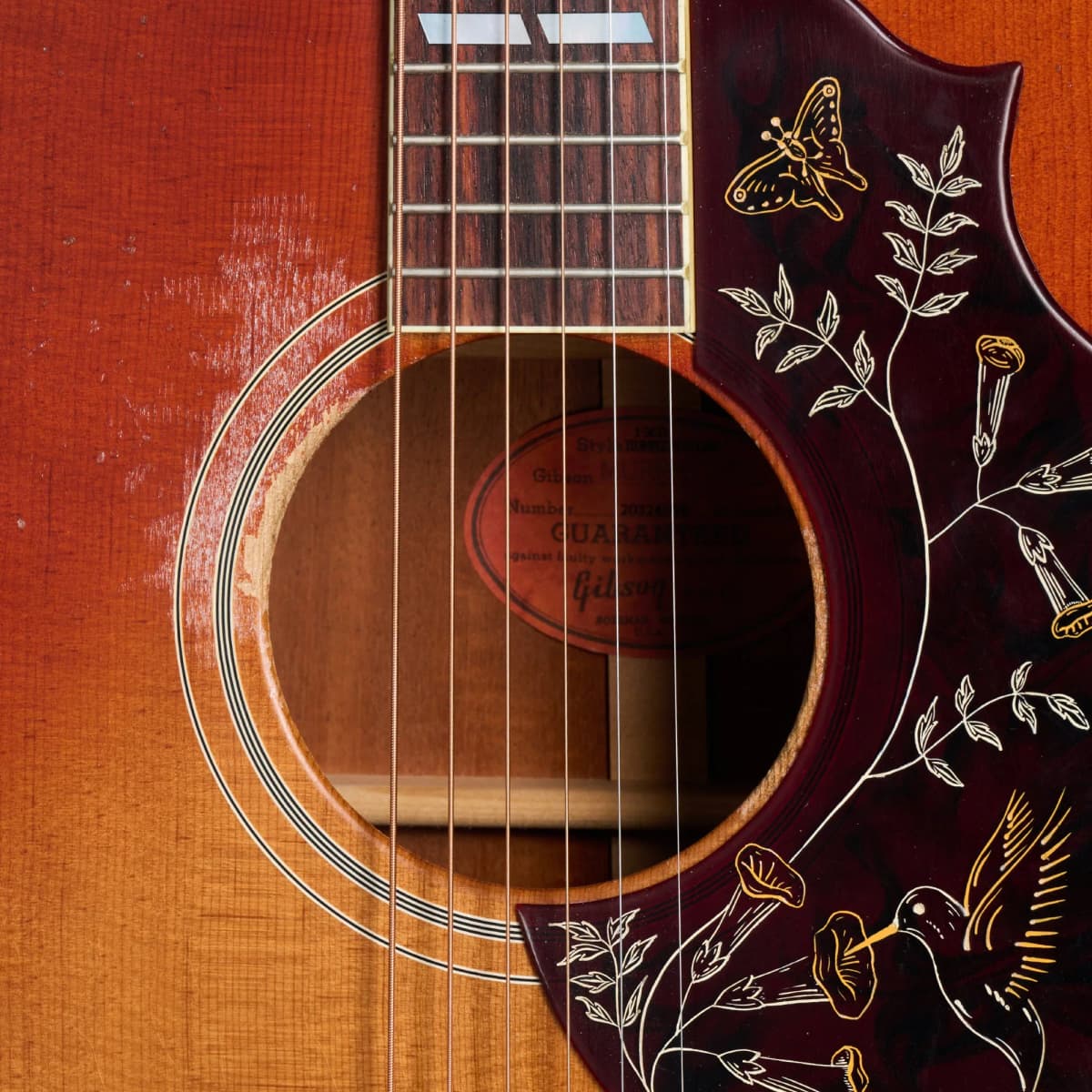 Gibson 1960 Hummingbird Reissue, Heavy Aged, Washed Cherry Sunburst — photo 5