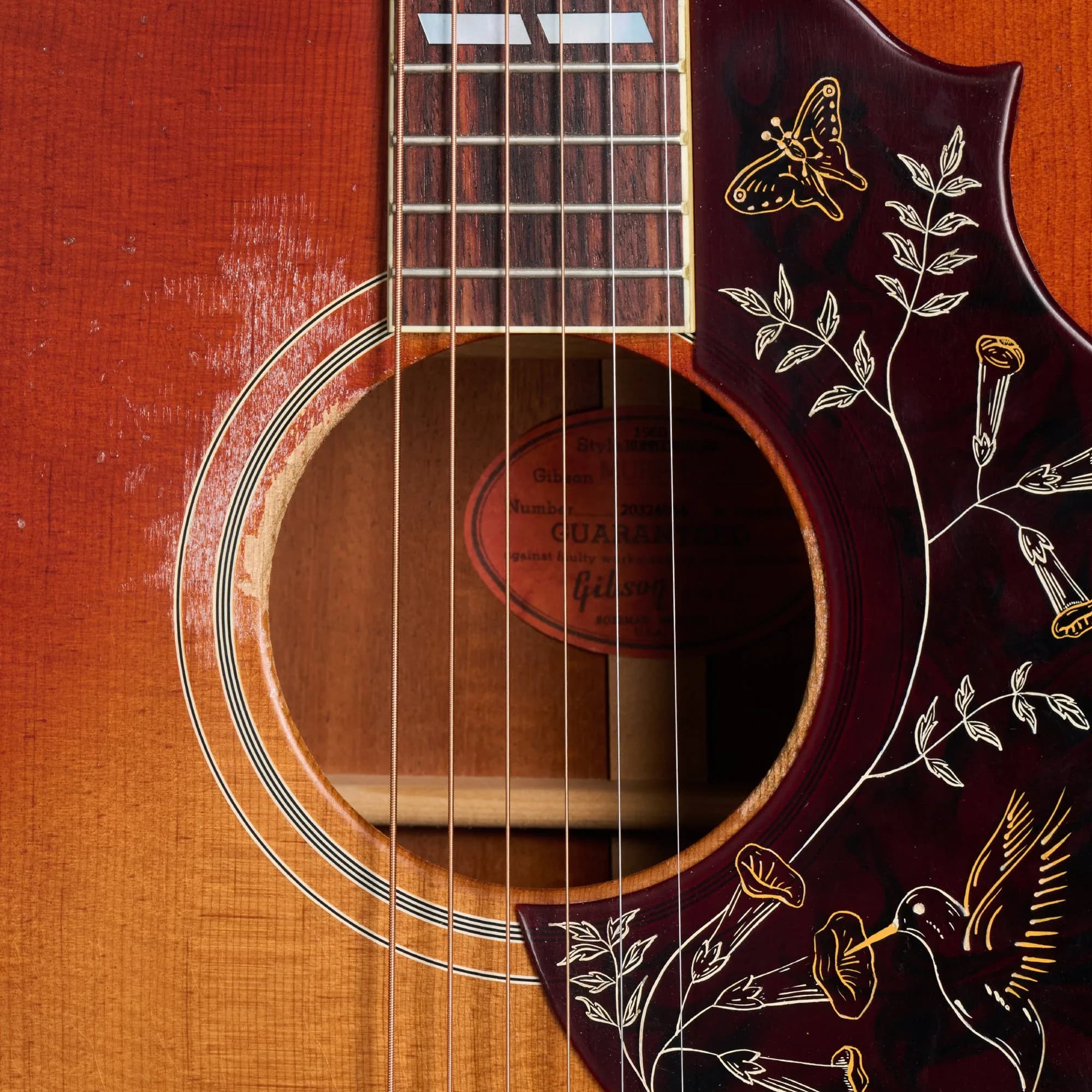 Gibson 1960 Hummingbird Reissue, Heavy Aged, Washed Cherry Sunburst — photo 5