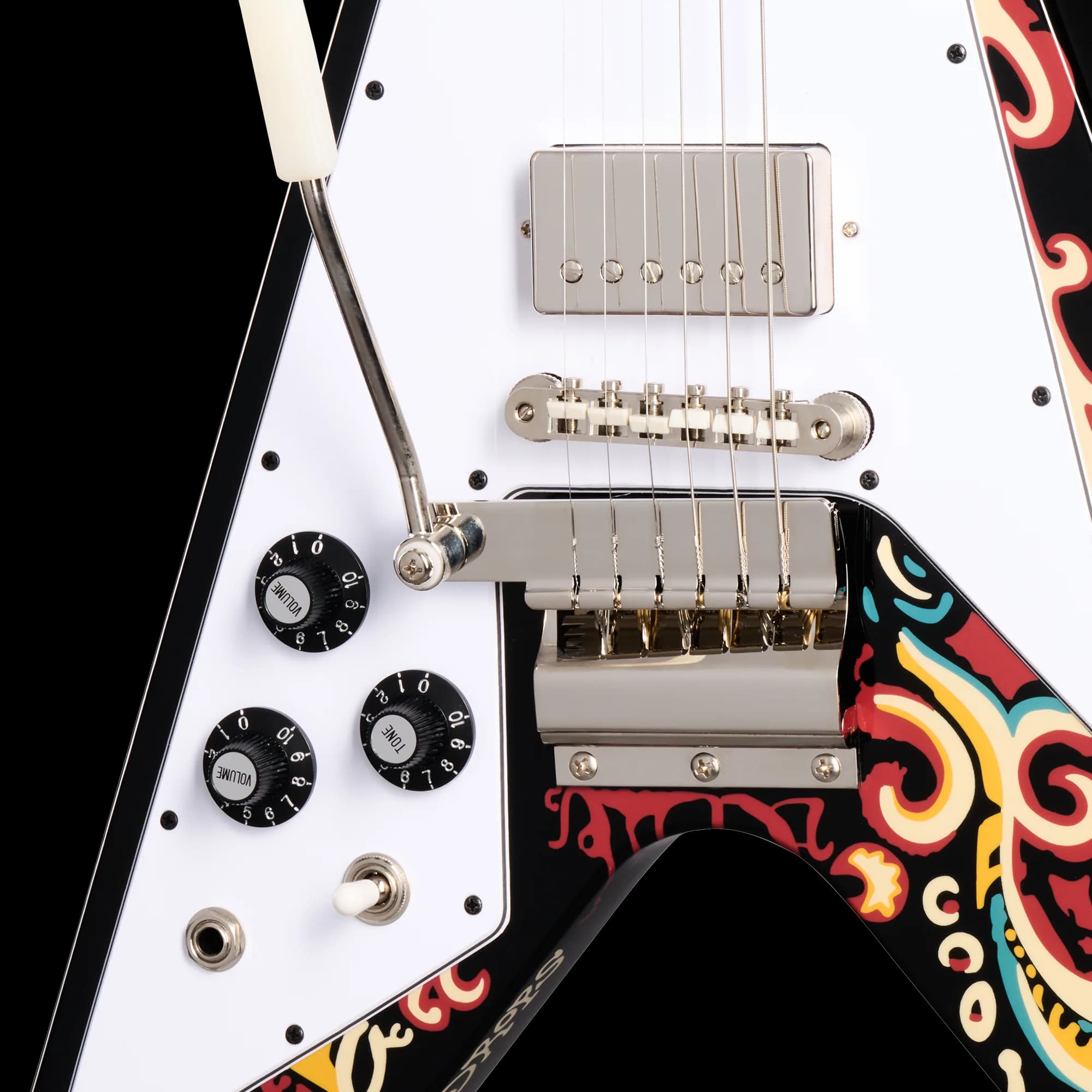Epiphone Inspired by Gibson Custom Jimi Hendrix™ "Love Drops" Flying V, Left-Handed, Ebony — photo 7